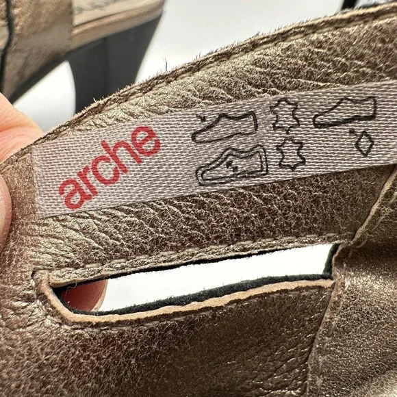 Arche France Leather Comfort Heels Slingback EU 41 US 10 Bronze Brown - Picture 5 of 8